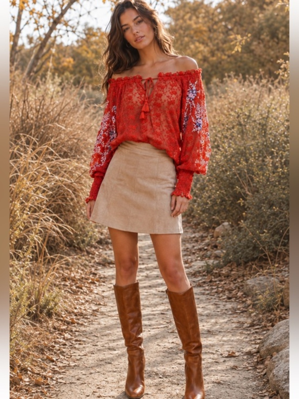 Free People Sheer Lace Top Shirt Boho size M